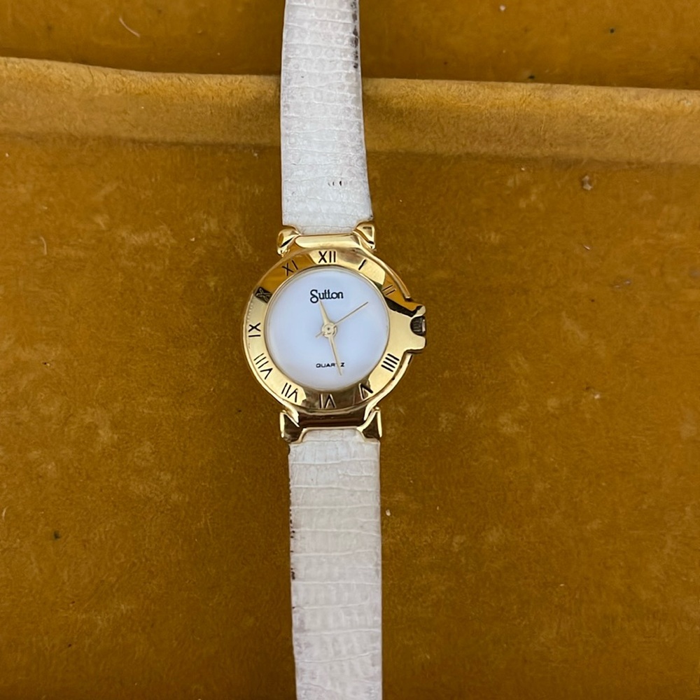 Vintage Sutton Watch - Gold and White
